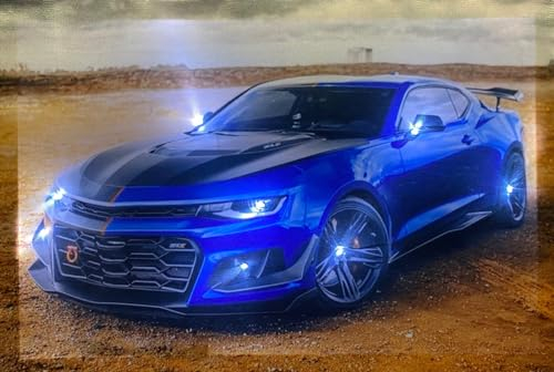 Samarkand - Lights LED-Bild mit Beleuchtung LED- Bilder Leinwandbild 65 x 45 cm Leuchtbild AUTO MUSCLE CARS US CAR Wandbild