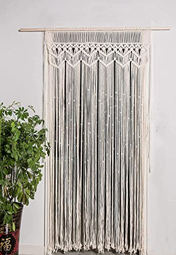 Hysunland Macrame Curtain for Doorway Boho Window Panel Wedding Baby Shower Backdrop, 37.5 W x 82 L