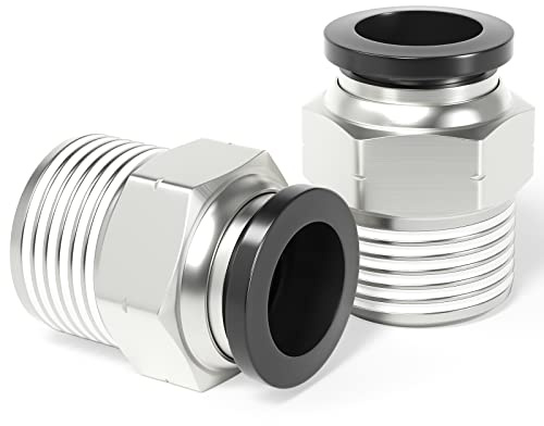 TAILONZ PNEUMATIC Male Straight 1/2 Inch Tube OD x 1/2 Inch NPT Thread Push to Connect Fittings PC-1/2-N4 (Pack of 5)