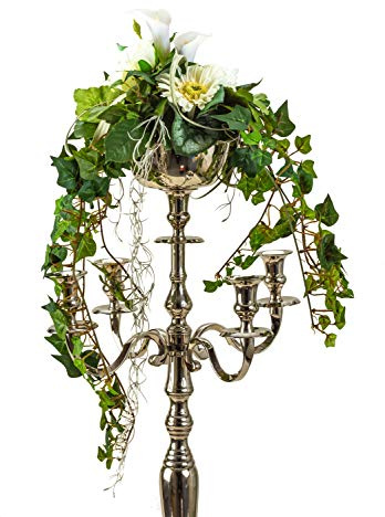 Blumenschale aus Metall Silber Durchmesser 16 cm für Kerzenleuchter Kerzenständer Wedding