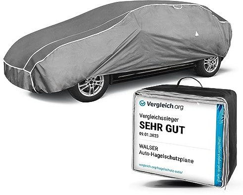 WALSER Hagelschutz Abdeckplane, Vergleichssieger* Hagelschutzplane, Autogarage, Hybrid UV Protect, 100% Polyester Auto Abdeckung PKW wasserdicht S