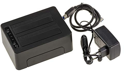 KALEA-INFORMATIQUE Docking Station per 2 dischi SATA 2,5 o 3,5 con collegamento USB3 5G e funzione CLONING. Alimentatore esterno da 3A incluso.
