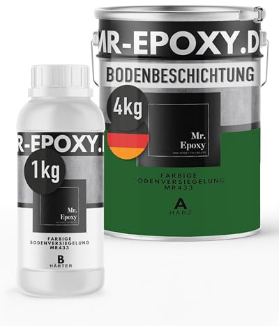 Mr. Epoxy Epoxidharz Bodenbeschichtung (5 kg, RAL 6002 Laubgrün) - 2K Betonfarbe für Garagen, Keller & Werkstatt Boden - Flüssigkunststoff Epoxid Grundierung und Bodenversiegelung