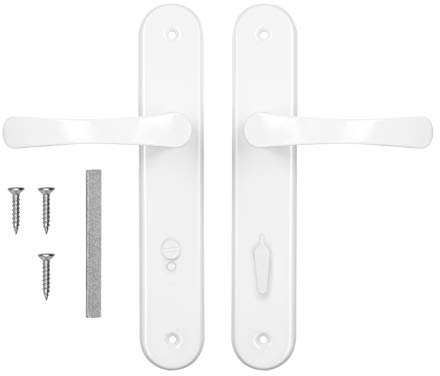 ADGO Tirador de Puerta para 72 Puertas de Inodoro, para Puerta Izquierda y Derecha, Placa Larga, Aluminio, para Puerta de baño, Puerta de habitación, picaporte (Blanco)