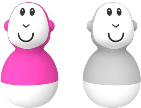 Matchstick Monkey Badezeit Baby Antimikrobielles Baby Badespielzeug Badewackel Wackelfiguren - sensorisches Lernen - leicht zu greifen - 2er Set - ab 12 Monaten pink & grau