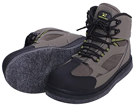 Kylebooker Men's Fishing Wading Boots Lightweight Anti-Slip Felt Soles Waders Shoes for Fly Fishing Green (Felt Sole, 10)