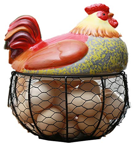 Wresetly Eierhalter aus Keramik, Hühner, Eierkorb, Obstkorb, , Ornamente, Dekoration, Küche, Aufbewahrung, 19 cm x 22 cm (B)
