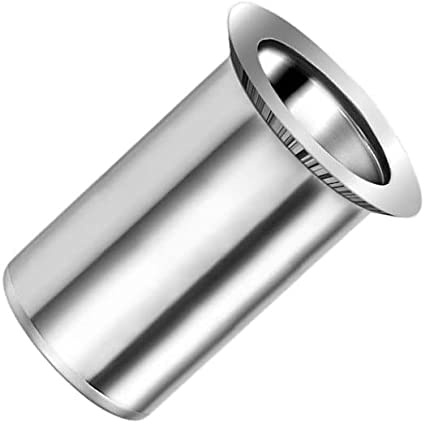 M8 Écrous à sertir aveugles, tête fraisée, corps rond, insert fileté ouvert, 8mm écrou à sertir en acier zingué, écrou à sertir pour acier, alliage, cuivre, plastique et composite (10 pcs.)
