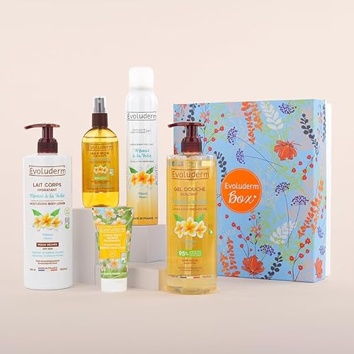 EVOLUDERM - Coffret Cadeau Femme Corps au Monoï de Tahiti – 5 produits – Box L - Origine Naturelle - Idéal cadeau Noël, Anniversaire, Fête des Mères (Spring)