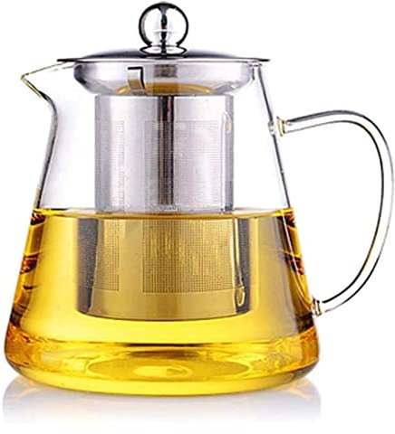 BEZAX Teekanne Teekanne Gusseisen-Teekanne Klarglas-Teekanne mit Edelstahlsieb und Deckel für losen Tee 450 ml Teezubehör (Size : 750ml) (Size : 450ml)