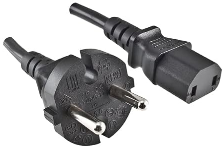 DINIC Netzkabel Europa CEE 7/17 auf C17, 1mm², Konturenstecker, VDE, schwarz, Länge 2,00m