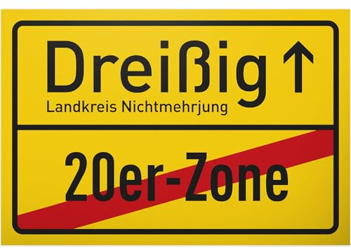 DankeDir! Dreißig 20er Zone - Schild 30 x 20 cm - Geburtstagsgeschenk 30. Geburtstag 30er Männer & Frauen 30 Jahre Geschenk - Geschenkidee Geburtstagsdeko Partydeko Geburtstagskarte