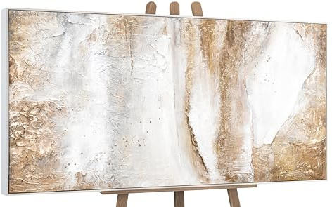 YS-Art Luxus Abstrakt Design Acrylbild auf Leinwand Ästhetik Gold Beige