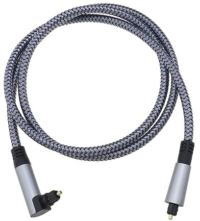 SING F LTD Cavo audio ottico ad angolo retto singolo a 90 gradi con spina a rotazione libera a 360 gradi, cavo Toslink in nylon intrecciato audio digitale in fibra ottica da maschio a maschio, 1 m