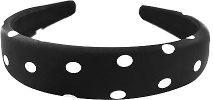 axy HRK2P Serre-tête large avec tissu rembourré et motif à pois – Magnifique bandeau, serre-tête pour cheveux, bandeau pour cheveux (noir)