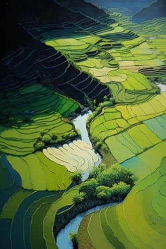 adrium Acryl-Bild 30 x 50 cm: Grünes terrassiertes Reisfeld in Mu Cang Chai, YenBai, Vietnam (202835611)