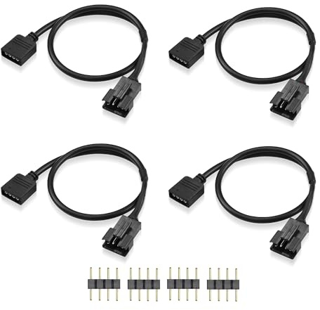 GINTOOYUN RGB-Verlängerungskabel, 4-polig, 12 V, SM, ARGB, Adapter für Computer Fan, Motherboard, LED-Streifen (0,98 FT, 4 PCS) (Style 1)