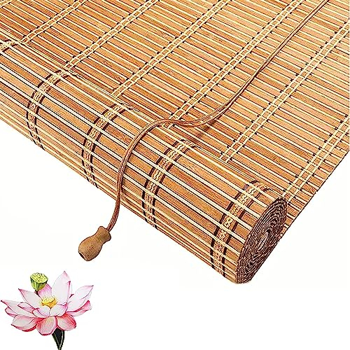 GeRRiT Tapparella Carrucola in Bamboo, Tende Veneziane per Interni Esterni, Tende Avvolgibili Traspiranti, Antivento Traspirante Tapparella di bambù, con Accessori Facile da Installare