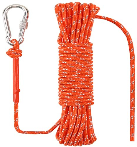 NorthPada 8 mm x 30 Meter Marine Schwimmendes Seil zum Bootfahren, Angeln, Rafting, Camping, Wandern, Jagd, Anker, Festmacher, Docklinien, Kajak, Kanu, Rettung reflektierender Orange