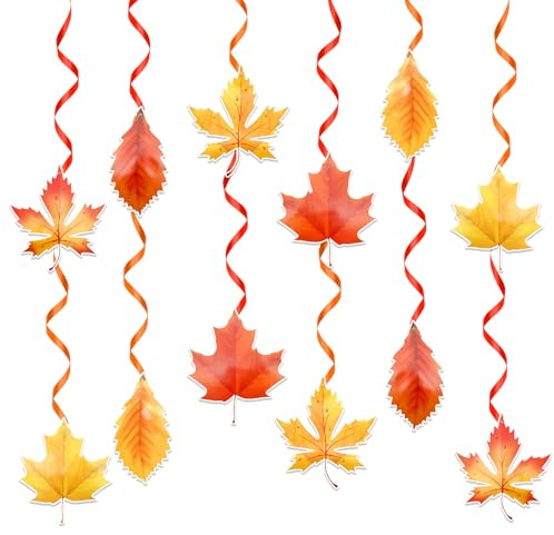Lot de 12 décorations d'automne à suspendre - Guirlande de feuilles d'érable pour décoration d'intérieur, pas de bricolage, décorations de Thanksgiving, décorations d'automne pour fête à la maison