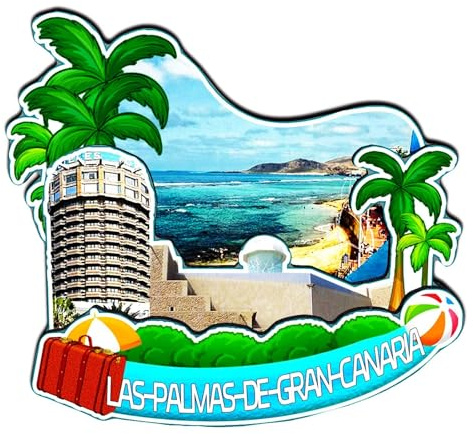 Imán decorativo Orlaybar Las Palmas de Gran Canaria España 3D para nevera, ciudad, viajes, souvenir, regalos turísticos, hecho a mano, para nevera, decoración del hogar, 3601