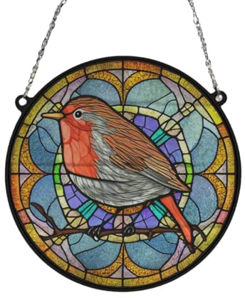 Robin Suncatcher Stained Glass Effect Window Hanging Memorial Gift (13cm)