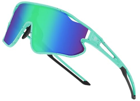 DUCO Barn solglasögon ungdom baseballsolglasögon lätta TR90 ram UV400 sport cykling solglasögon för pojkar flickor DK268, Cyan målning ram Revo blå lins, 64