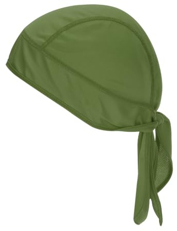 PATIKIL Sweat Wicking Cap, Skull Cap Football for Men Dew Rags Breathable Cooling Helmet Liner Bandana for Cycling Running Sports Hat, Dark Green