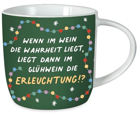Grafik-Werkstatt Kaffeetasse mit Spruch 300 ml | Porzellan-Tasse Weihnachten | Erleuchtung