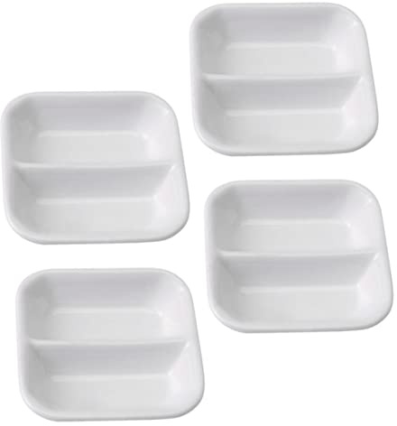 MAGICLULU Assiettes à Condiments Céramique Blanche Pure Avec Compartiments Vaisselle Pratique Pour Sauce Vinaigre Et Accompagnements Design Et Élégant Pour Service De Table
