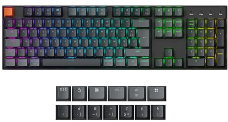 Keychron K10 QMK Clavier Jeu Mécanique sans Fil Personnalisé, Hot-Swap 104 Touches Programmerbar Commutateurs Banane, Rétroéclairage RVB, Bluetooth pour Mac/Windows/Linux, Disposition FR - Version 2
