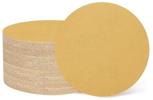 sourcing map 50 dischi abrasivi da 75 mm, grana 400, con gancio e anello, per levigatrice orbitale casuale, per la lavorazione del legno e metallo automobilistico, oro