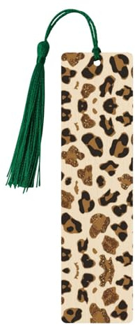 Tier Leopard Holz Lesezeichen - Schöne doppelseitig bedruckte Lesezeichen aus hochwertigem Pappelholz für Bücher, Tagebücher & mehr