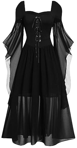 LKRSEEF Costume Femme Moyen Age Grande Taille Chic Chic Deguisement Marquise Souple 1900 Époque Élégante Robe Médiévale Grande Taille Moyen Age Gothique Robe Renaissance Baggy