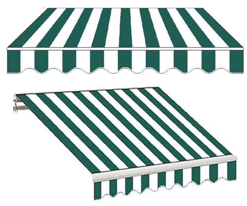 Copertura in tessuto a righe personalizzabile per tenda da sole retrattile, 2,4 m, 3,7 m, 4,9 m, verde, resistente, per esterni (2,4 x 2 m)