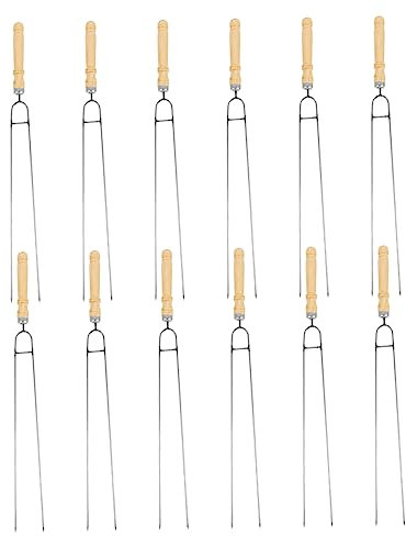 Milisten 12piezas Pinchos De Acero Para Parrilla Brochetas Antioxidantes Para Barbacoa Agujas Para Asar Al Aire Para Carne y Verduras