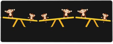 HYTTER Singe Brothers jouant sur une balançoire - Tapis de souris extra large - Pour ordinateur de bureau - Clavier de jeu - Version épaisse - 30,5 x 80 cm
