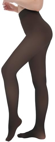 CAMPSNAIL Fleece Lined Tights for Women Thermal Black Skin-Tone Sheer Stockings High Waisted Ladies Thick Leggings in Winter（Sheer Black、XXL）