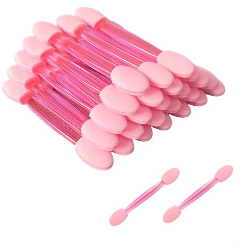 25PCS Double Ended Eyeshadow Applicators, Soft Latex Sponge Makeup Applicators with Handle, Reusable Eyeshadow Brush Set for Eye Shadow Blending, Nail Art Detailing, and Precision Nail Brush Use