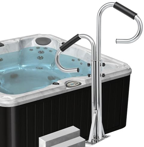 Corrimano per vasca idromassaggio, altezza regolabile con rotazione a 360, base scorrevole sotto il supporto per un facile ingresso e uscita, supporta 272,2 kg per spa interne ed esterne