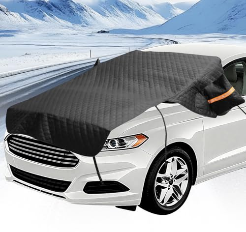 Windshield Cover for Ice and Snow, Heavy Duty 600D Oxford Fabric, Winter Car Accessories, 3-in-1 Car Windshield, Hood and Side Mirror Cover Protector for Universal Compact Cars, SUV, MPV and Sedans