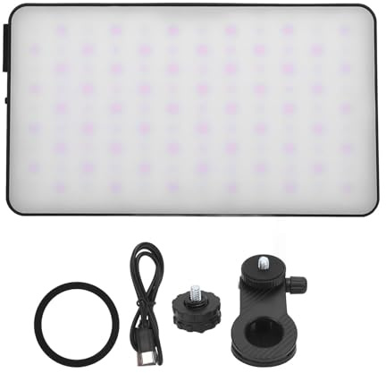 Luocute Lumière Selfie, 108 + 21 Lumière Vidéo LED avec Température de Couleur 2500-9000K, 3000mAh Rechargeable, CRI95 +, Dos Magnétique pour L'enregistrement, Le Streaming en Direct,