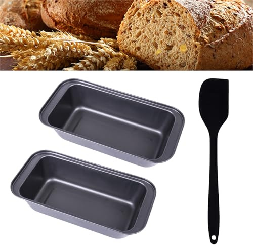 2PCS 25*13*6CM Loaf Tins for Baking Non-Stick Loaf Tin Rectangular Bread pan Bread Tins for Baking Carbon Steel Bread Pan cake tin Handwash durable Loaf Pan with Dough Scraper for Ovens Loaves Toast