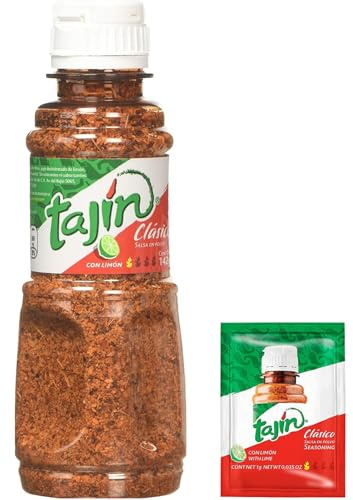Tajin Clasico Chilli and Lime Seasoning 142g with Sachet | Authentic tajin seasoning for Mexican food | Bold Lime Chilli Flavour for Fruit Snacks Cocktail Rims and Street Food