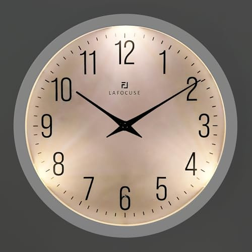 Lafocuse Nachtlicht Wanduhr 30cm ohne Tickgeräusche, Modern Weiß Wanduhr Leuchtet im Dunkeln, Einfach zu Lesen Batteriebetrieben Wanduhren Deko für Küche Wohnzimmer Schlafzimmer