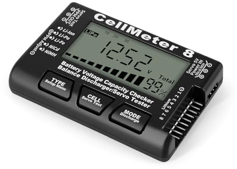 Aumotop Digital Battery Checker Portable Li-ion Battery Tester 8 in 1 for RC Hobbyists Main Function Voltage Tester for Quadcopters and Drones ABS (Black)