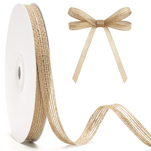 jijAcraft 10mm Juteband Schmal Rustikal: 18m Natur Jute Geschenkband, Burlap Vintage Band zum DIY Basteln, Sackleinen Dekoband für Hochzeitsdeko, Pflanzenbindung, Weihnachtsdeko