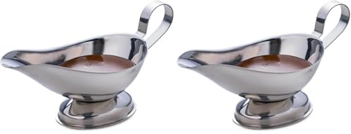 Stainless Steel Gravty Boat 5oz / 150ml - Sauce Boat, Condiment Server (Pack of 2)