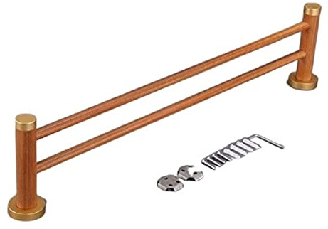 WNJJ Bamboo Wall Mounted Bathroom Shelf 2 Layer Towel Rail Rack Holder towel racks