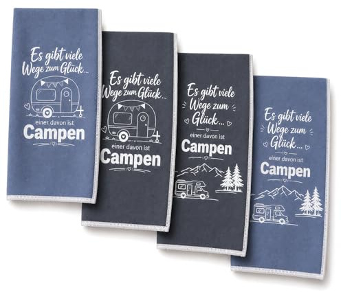 AHEJIOO Schöne Camper Geschenke Und Praktische Camping Geschenke. Dieses 4er Geschirrtücher Set Bietet Saugstarke Küchentücher Sowie Moderne Wohnwagen Deko Für Unterwegs